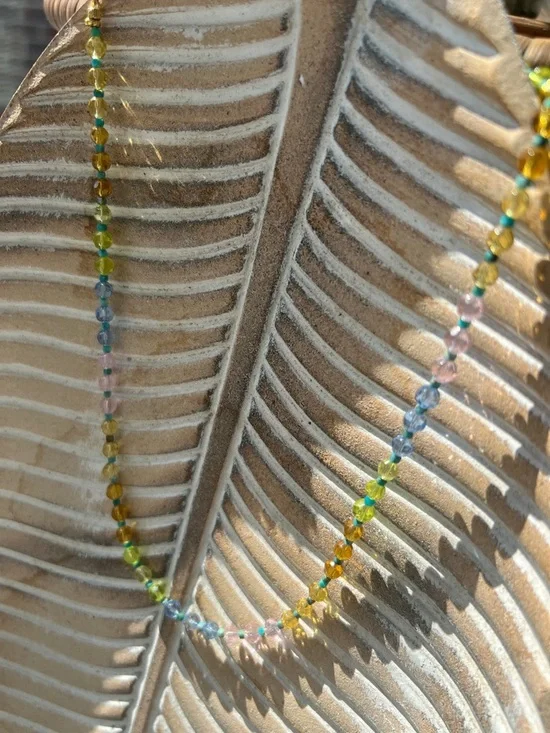 Mayamar Pastel, 24 karat gold and Real Turquoise Beaded Necklace NEW $108 MSRP - Picture 5 of 13